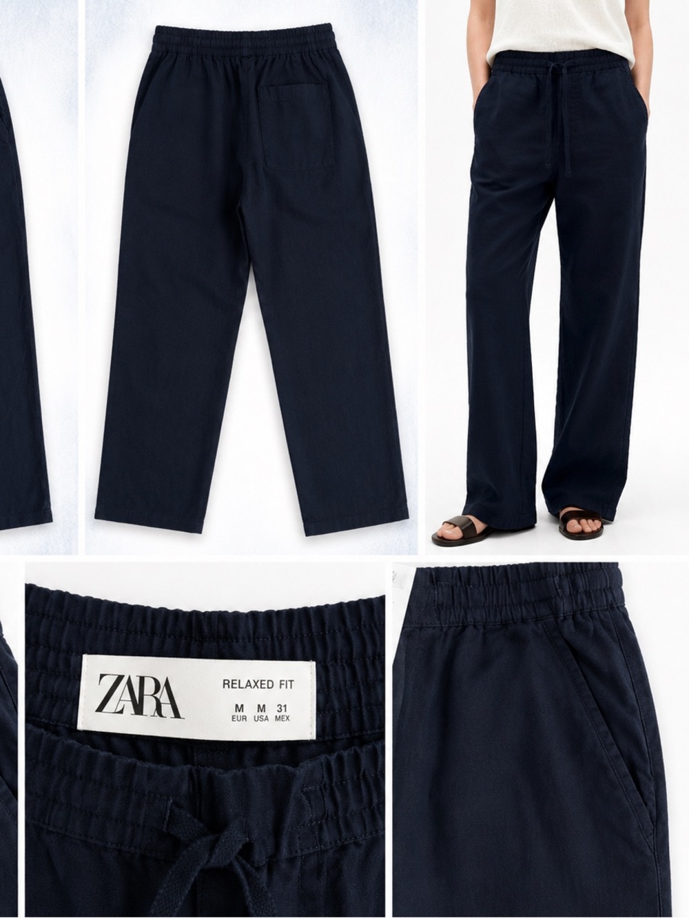 Zara blackRelaxed Straight-Leg Drawstring Pants